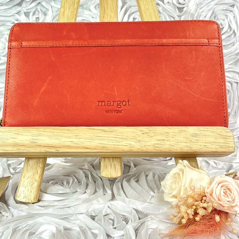 margot New York, Full-Size Genuine Leather Women’s Wallet NWT-Orange